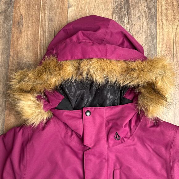 Volcom So Minty Insulated Snow Jacket Girl's Large Pink Snowboarding Hiking Ski - Picture 7 of 14